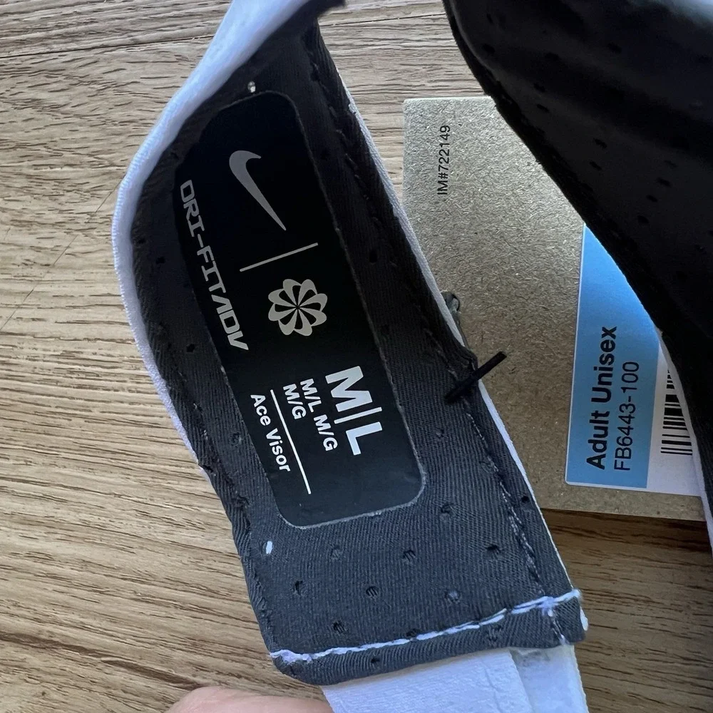 Nike Ace Visor Size M/L Dri-Fit ADV White Black Tennis Golf Visor FD6443-100